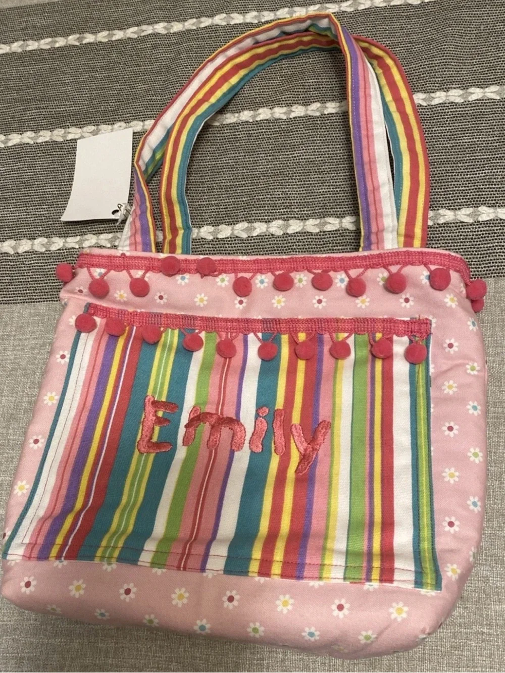 NWT Small Hand Made Diaper Bag with Bib Burp Cloth Emily Hand Sewn Baby Bag Pink
